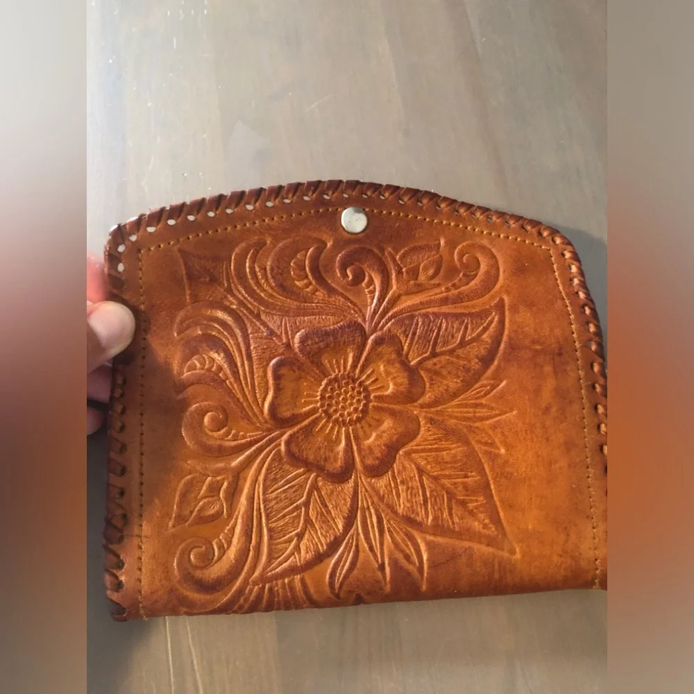 Brown Leather Floral Wallet